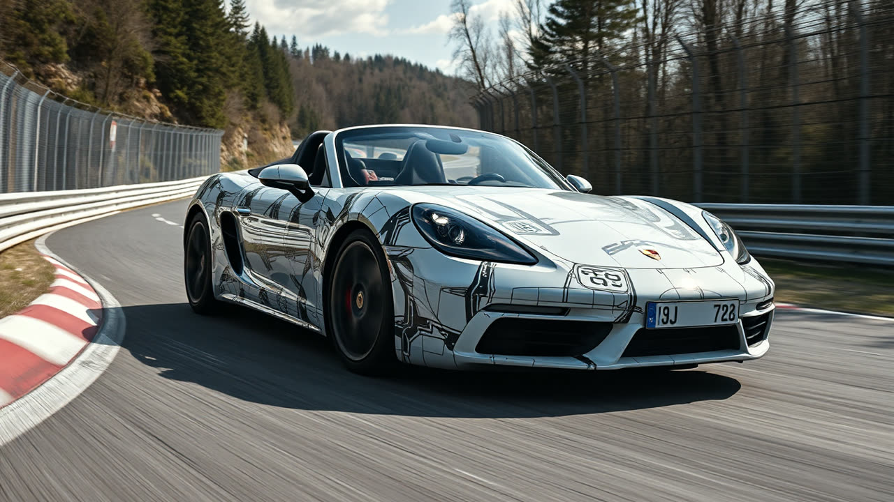 Uncamouflaged Electric Porsche 718 Boxster Spotted at Nürburgring, Confirming All-Electric Future